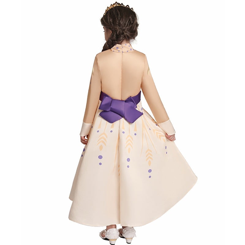 Princess Halloween Costume Dress for Girls with Long Sleeves and Sash Bow