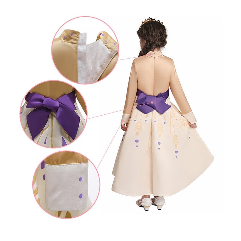 Princess Halloween Costume Dress for Girls with Long Sleeves and Sash Bow