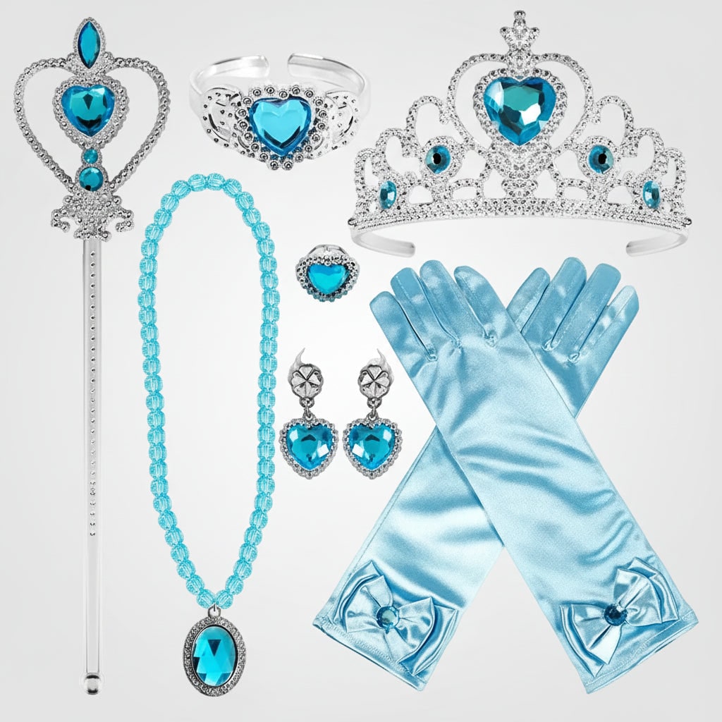 Princess Halloween Costumes Girls Dress with Tiara Wand and Accessory Set in Four Colours