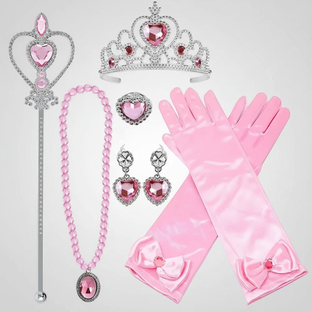 Princess Halloween Costumes Girls Dress with Tiara Wand and Accessory Set in Four Colours