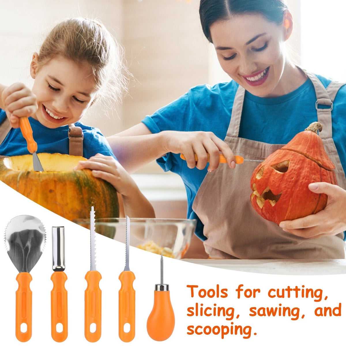 Halloween Pumpkin Carving Kit with 13 Stainless Steel Saws and Sculpting Tools