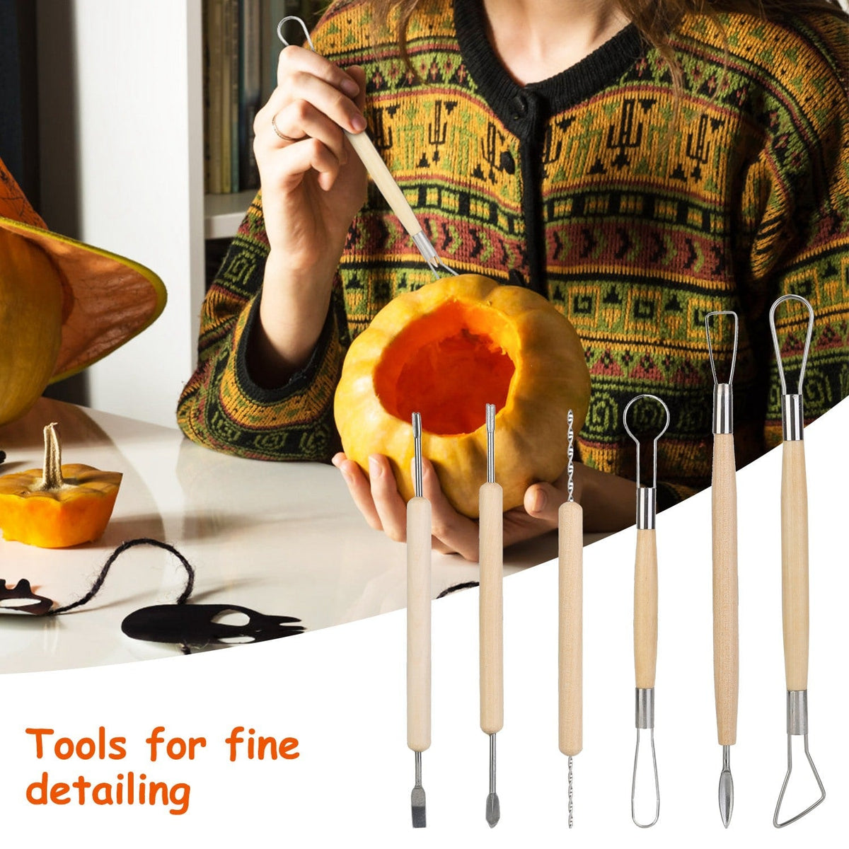 Halloween Pumpkin Carving Kit with 13 Stainless Steel Saws and Sculpting Tools