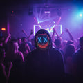 Halloween Costume and Mask with Gesture Sensing LED Grid Rechargeable Light Up Party Wear for Kids