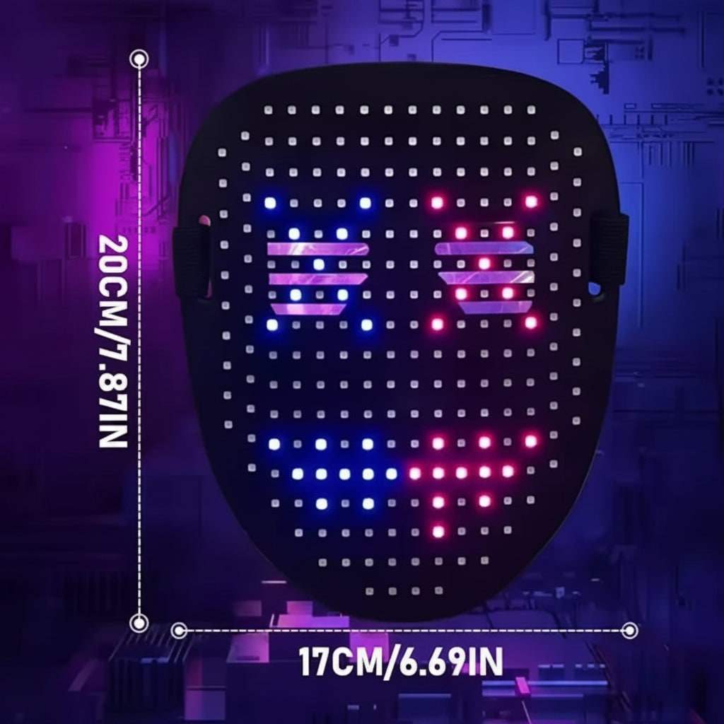 Halloween Costume and Mask with Gesture Sensing LED Grid Rechargeable Light Up Party Wear for Kids