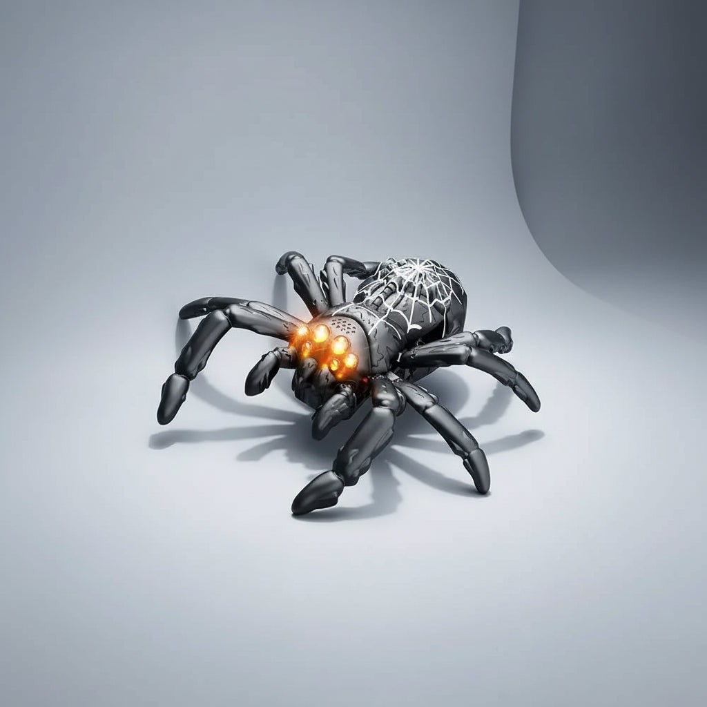 Remote Control Halloween Spider Wall Climbing Toy with Glowing Eyes and Suction Cups