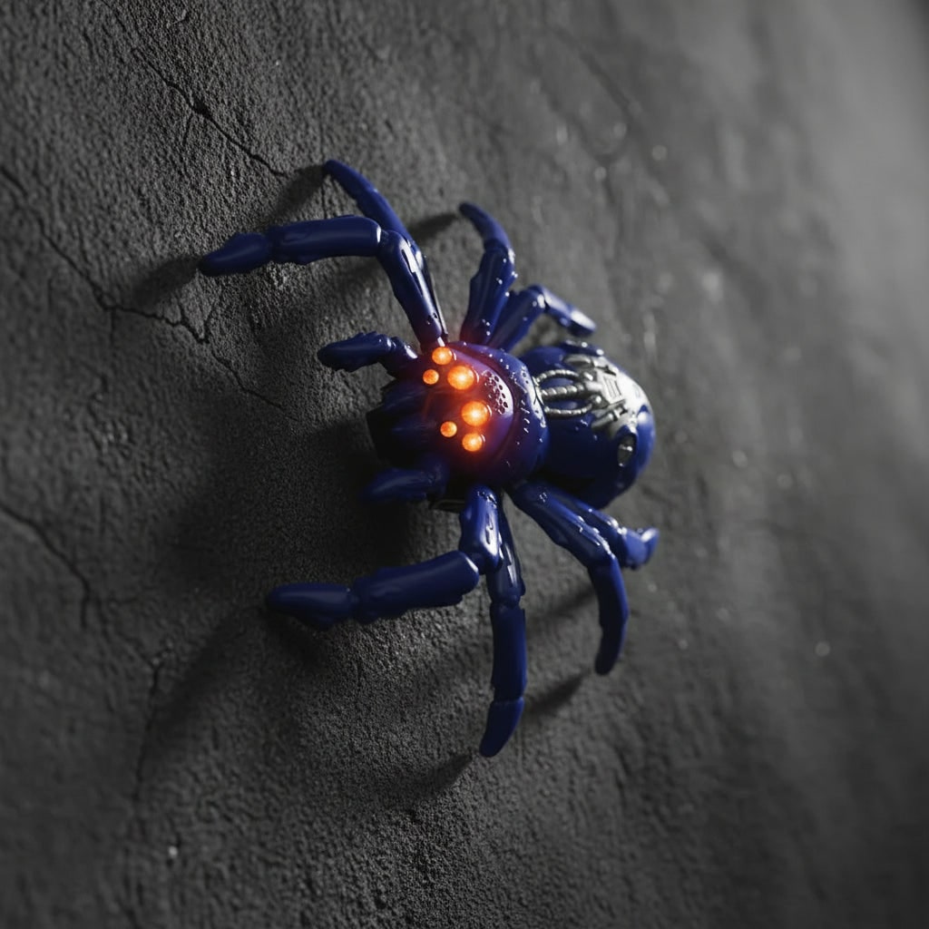 Remote Control Halloween Spider Wall Climbing Toy with Glowing Eyes and Suction Cups