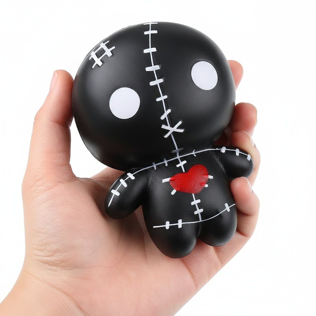 Voodoo Doll Squishy Halloween Stress Toy with Slow Rising Foam and Stitched Detail
