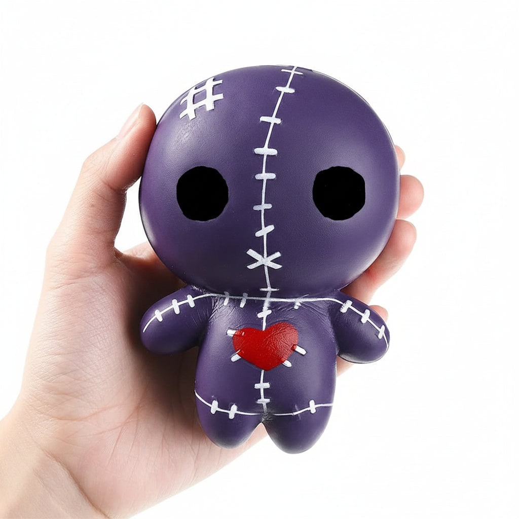 Voodoo Doll Squishy Halloween Stress Toy with Slow Rising Foam and Stitched Detail