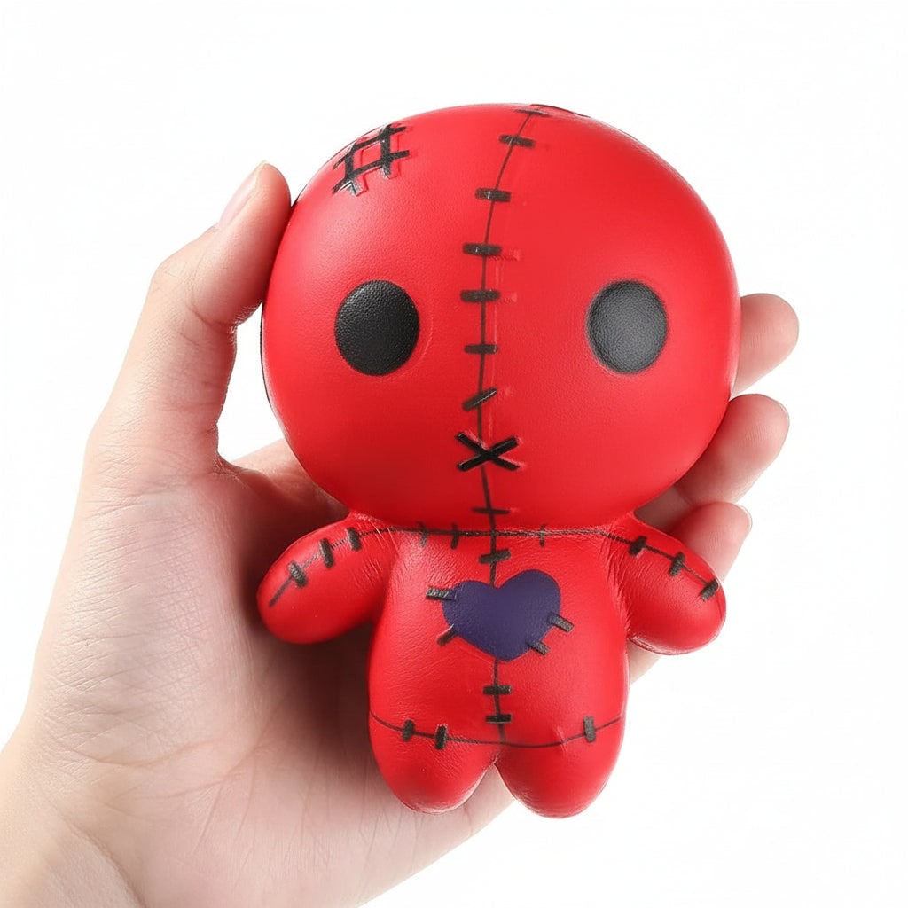 Voodoo Doll Squishy Halloween Stress Toy with Slow Rising Foam and Stitched Detail