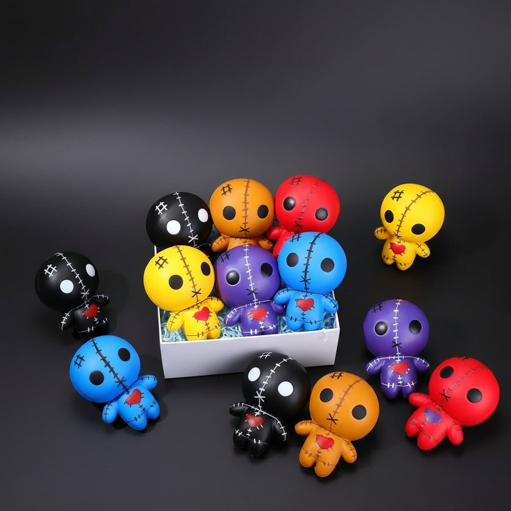 Voodoo Doll Squishy Halloween Stress Toy with Slow Rising Foam and Stitched Detail
