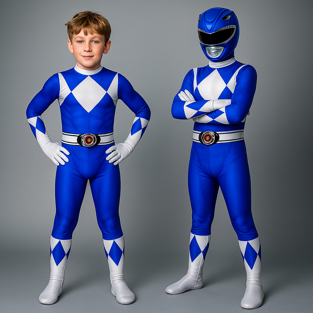 Halloween Costume and Mask for Kids Superhero Jumpsuit with Gloves and Boot Covers