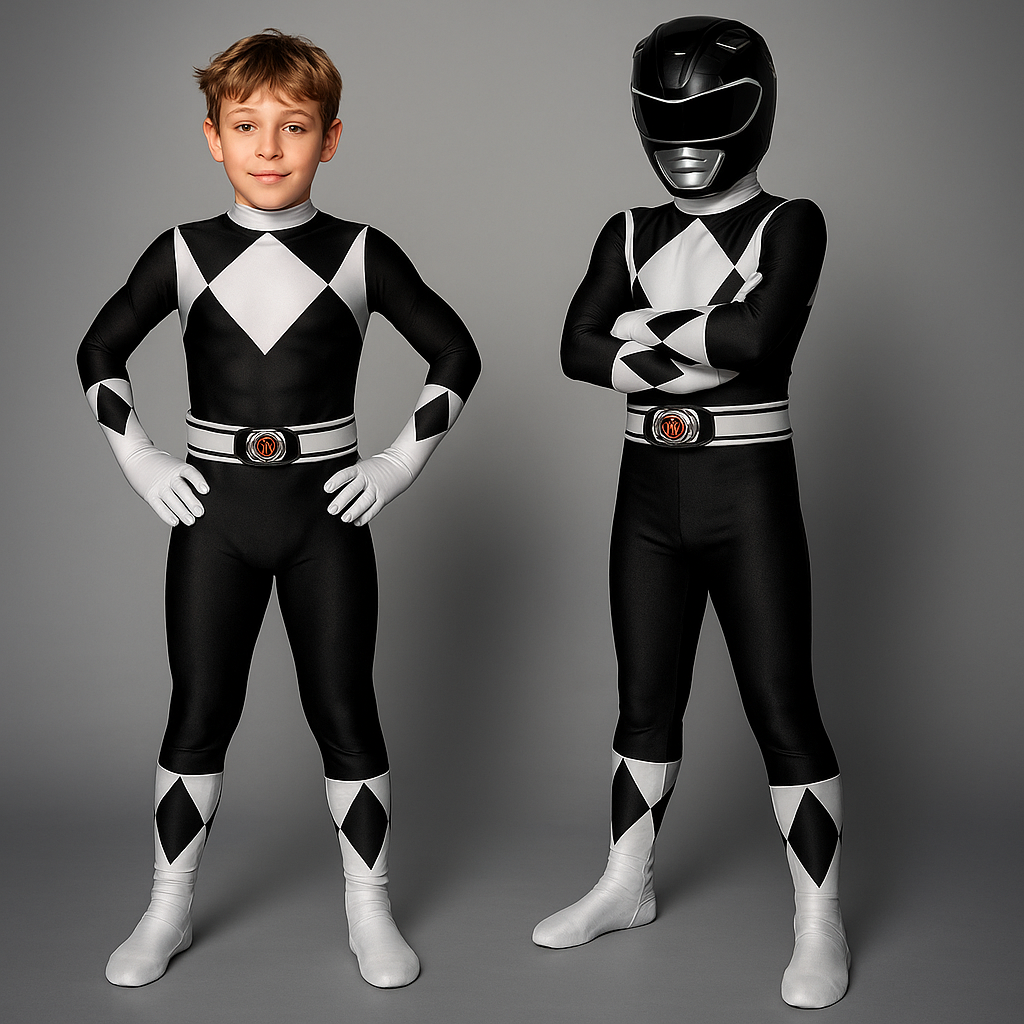 Halloween Costume and Mask for Kids Superhero Jumpsuit with Gloves and Boot Covers