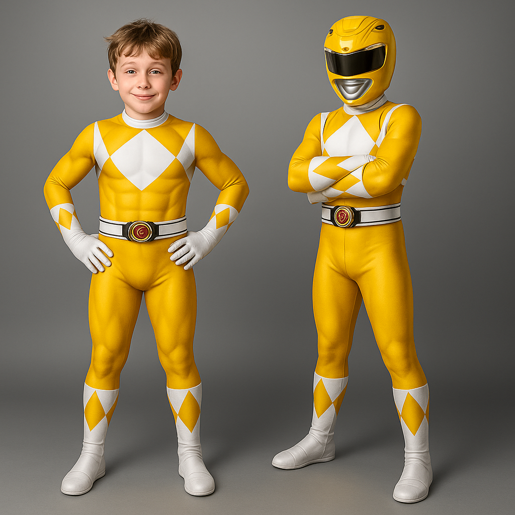 Halloween Costume and Mask for Kids Superhero Jumpsuit with Gloves and Boot Covers