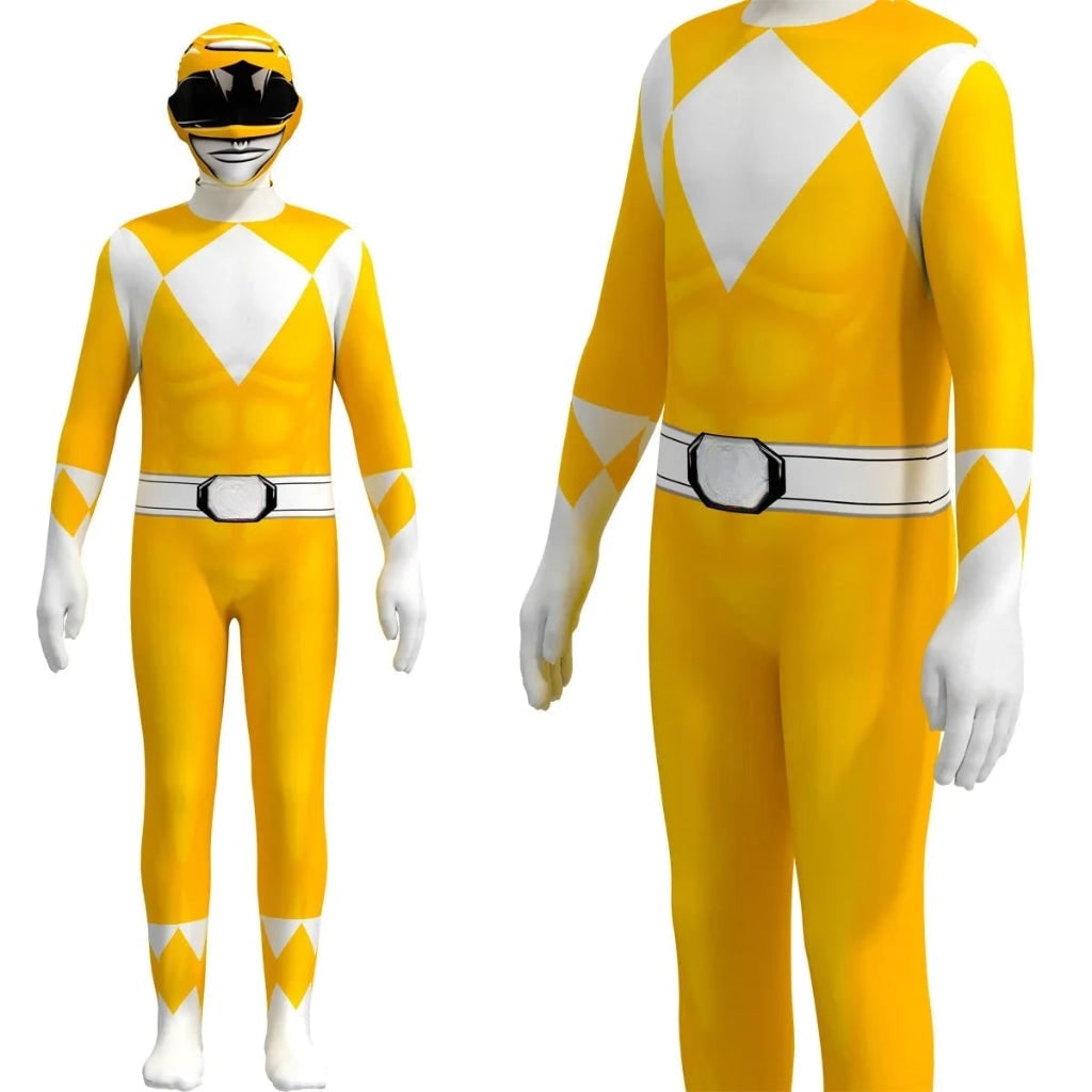 Superhero Bodysuit Costume with Muscle Print Full Hood and Integrated Gloves
