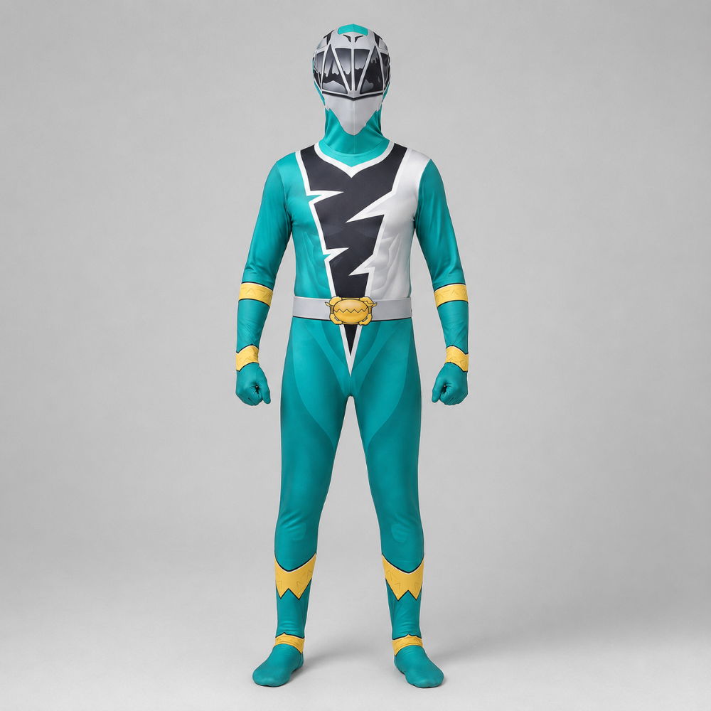 Kids Halloween Costumes Superhero Dress Up Jumpsuit with Lightning Bolt Chest and Hood Mask