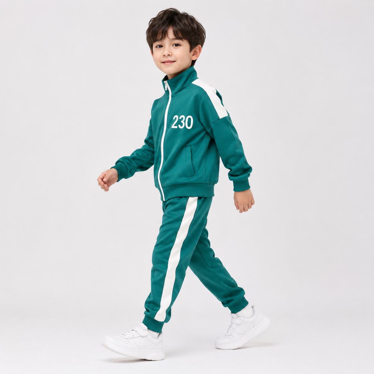Kids Halloween Costumes Teal Tracksuit Three Piece Set with Jacket Trousers and Top