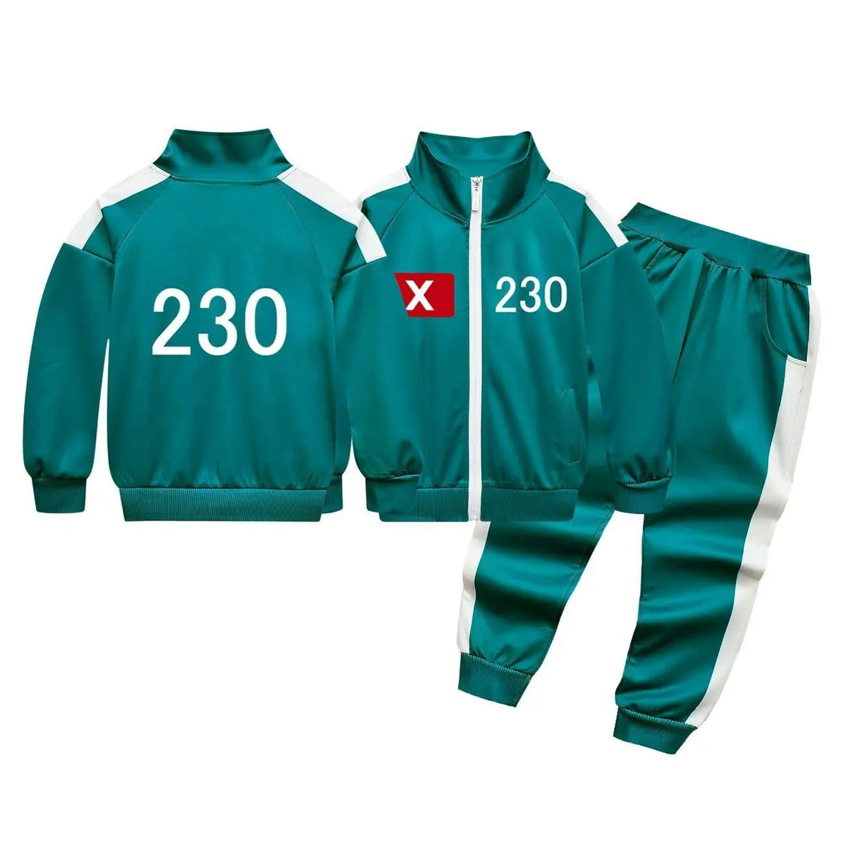 Kids Halloween Costumes Teal Tracksuit Three Piece Set with Jacket Pants and Top