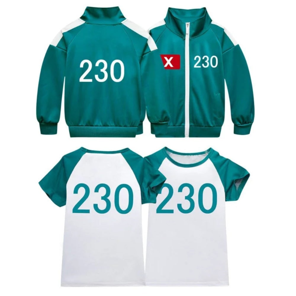 Kids Halloween Costumes Teal Tracksuit Three Piece Set with Jacket Pants and Top