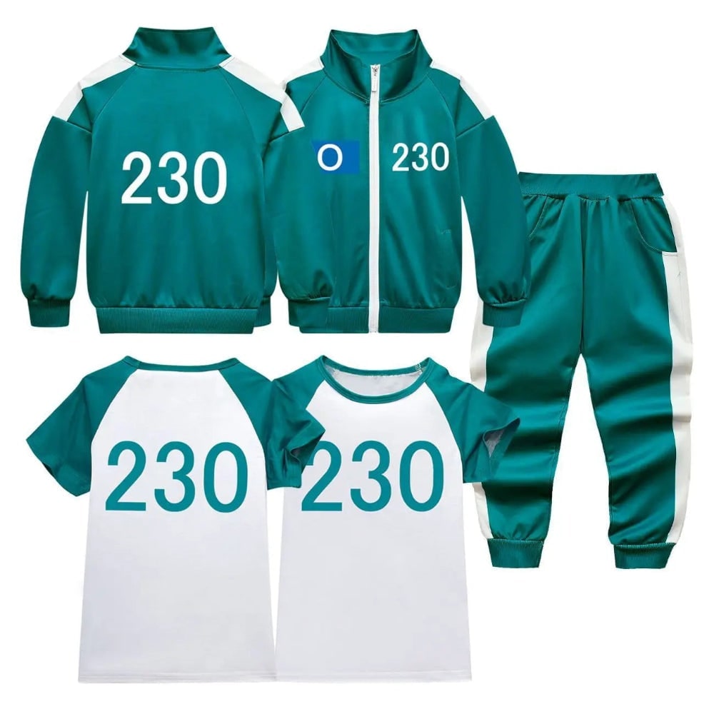 Kids Halloween Costumes Teal Tracksuit Three Piece Set with Jacket Trousers and Top