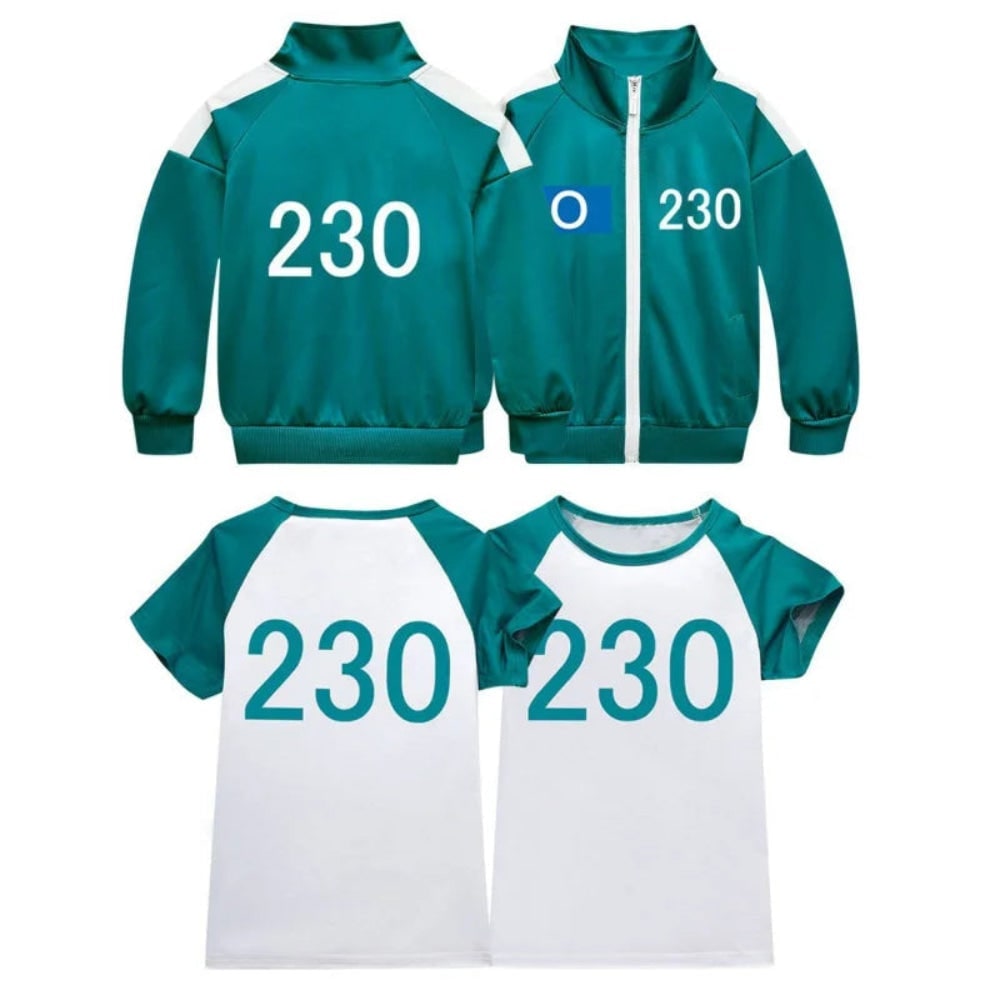 Kids Halloween Costumes Teal Tracksuit Three Piece Set with Jacket Pants and Top