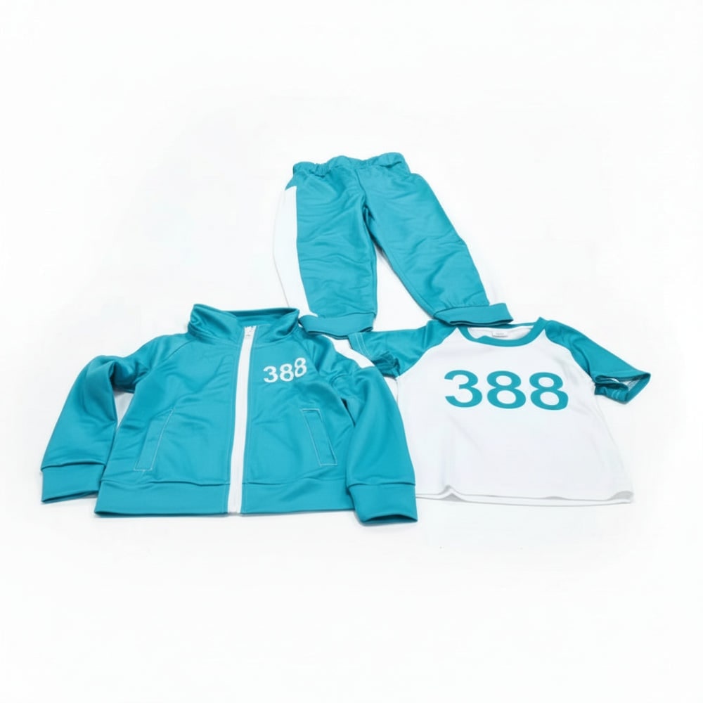 Kids Halloween Costumes Three Piece Tracksuit Set with Zip Jacket Printed Tee and Joggers