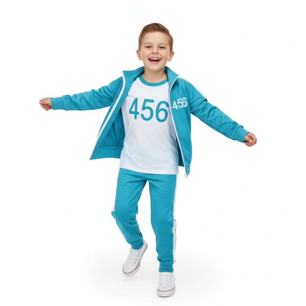 Kids Halloween Costumes Three Piece Tracksuit Set with Zip Jacket Printed Tee and Joggers
