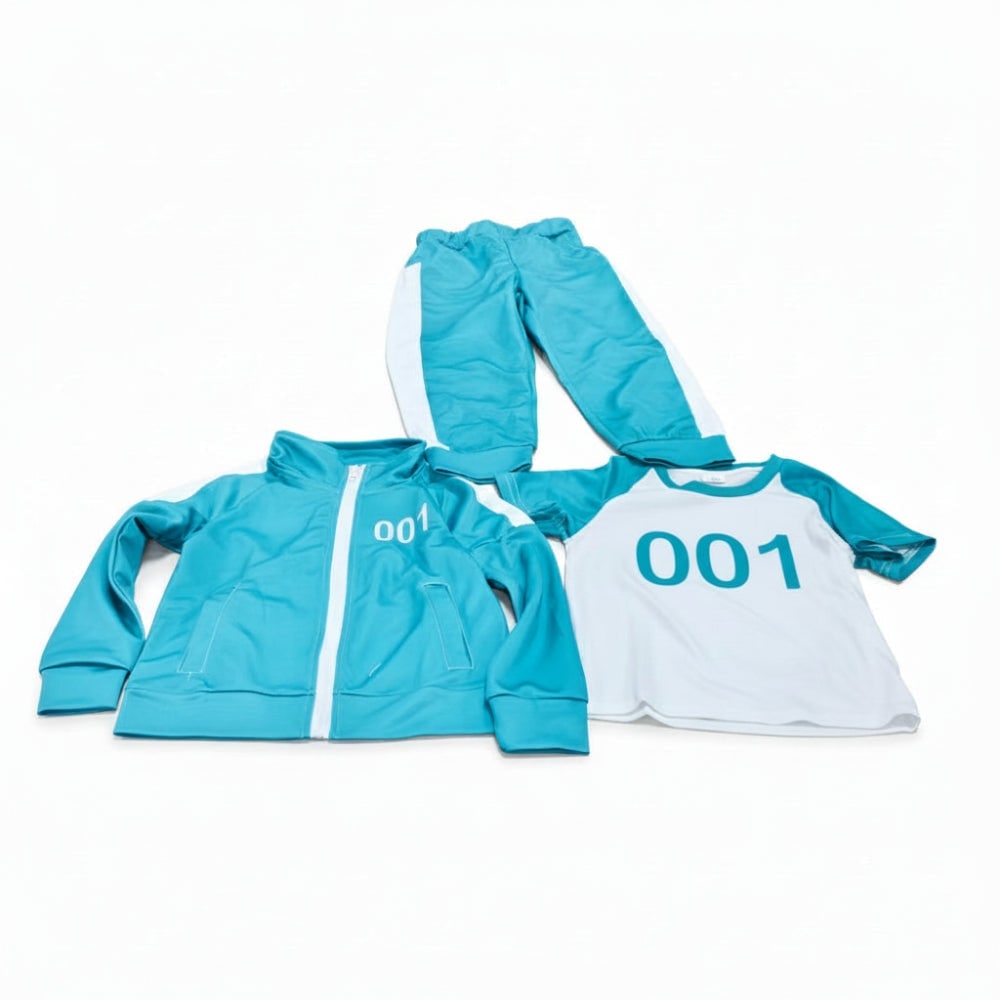 Kids Halloween Costumes Three Piece Tracksuit Set with Zip Jacket Printed Tee and Joggers