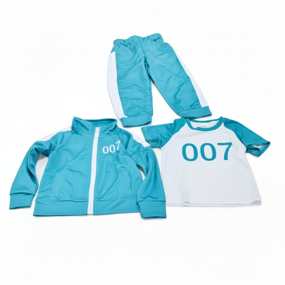 Kids Halloween Costumes Three Piece Tracksuit Set with Zip Jacket Printed Tee and Joggers