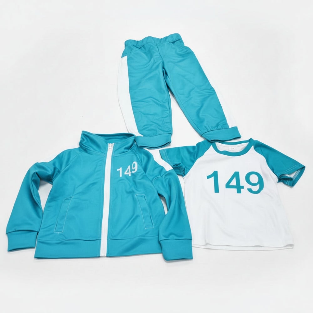 Kids Halloween Costumes Three Piece Tracksuit Set with Zip Jacket Printed Tee and Joggers