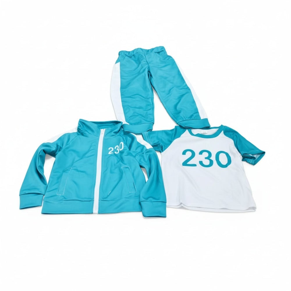 Kids Halloween Costumes Three Piece Tracksuit Set with Zip Jacket Printed Tee and Joggers