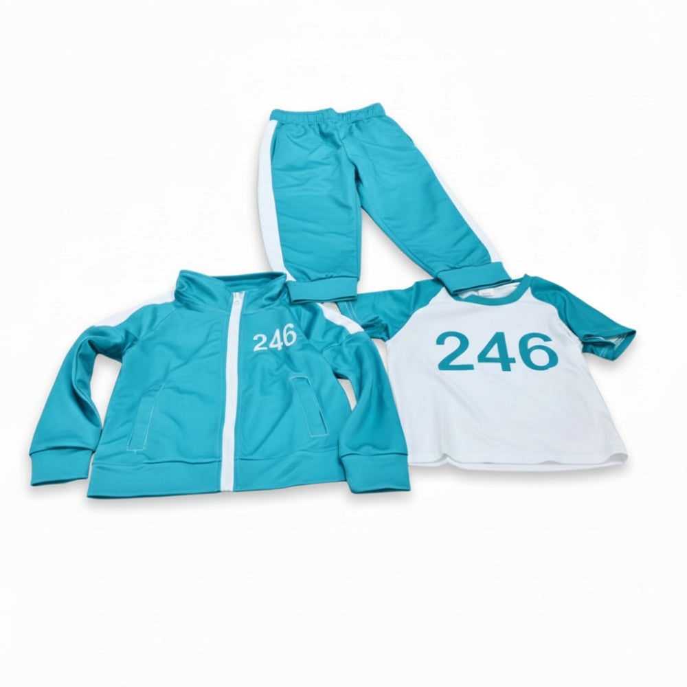 Kids Halloween Costumes Three Piece Tracksuit Set with Zip Jacket Printed Tee and Joggers