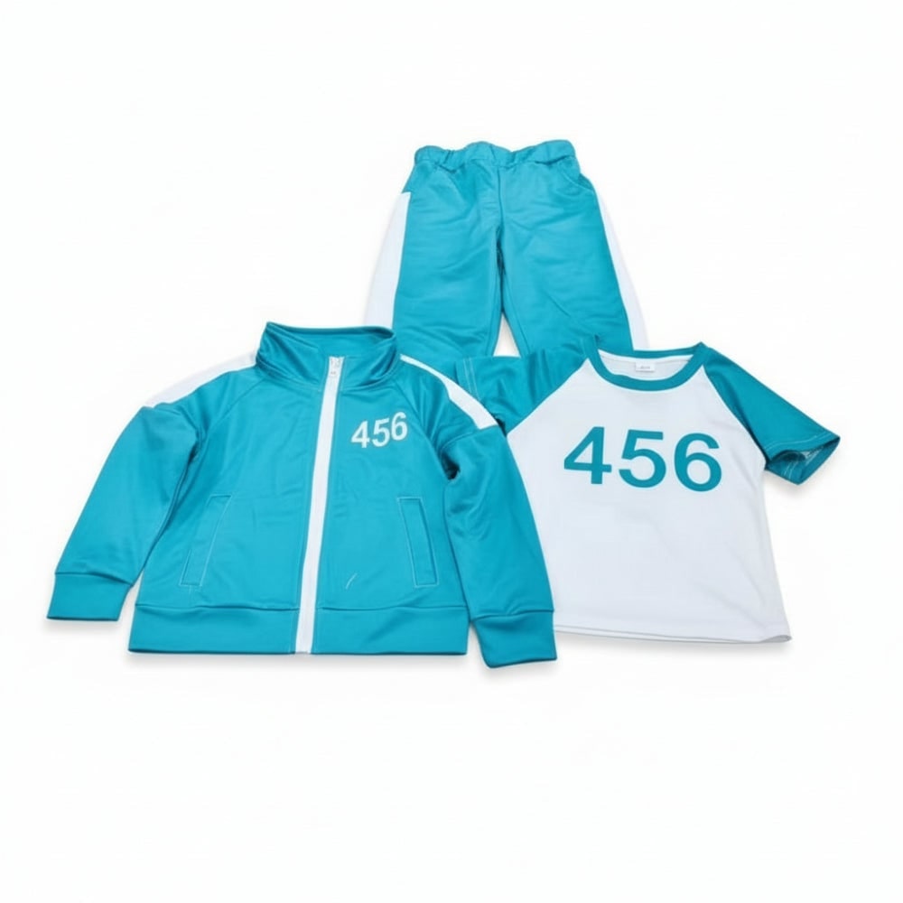 Kids Halloween Costumes Three Piece Tracksuit Set with Zip Jacket Printed Tee and Joggers