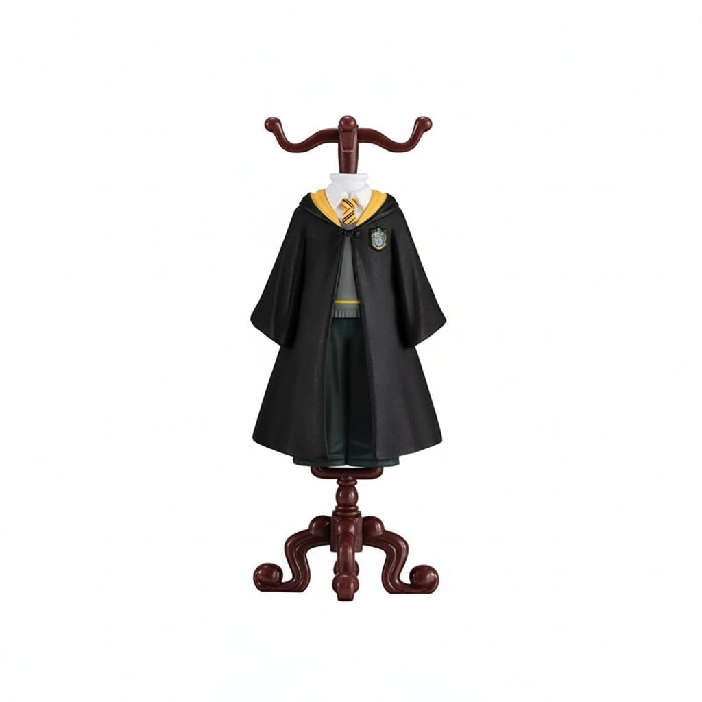 Wizard School Uniform Collectible Figurine with Hooded Robe and Display Stand