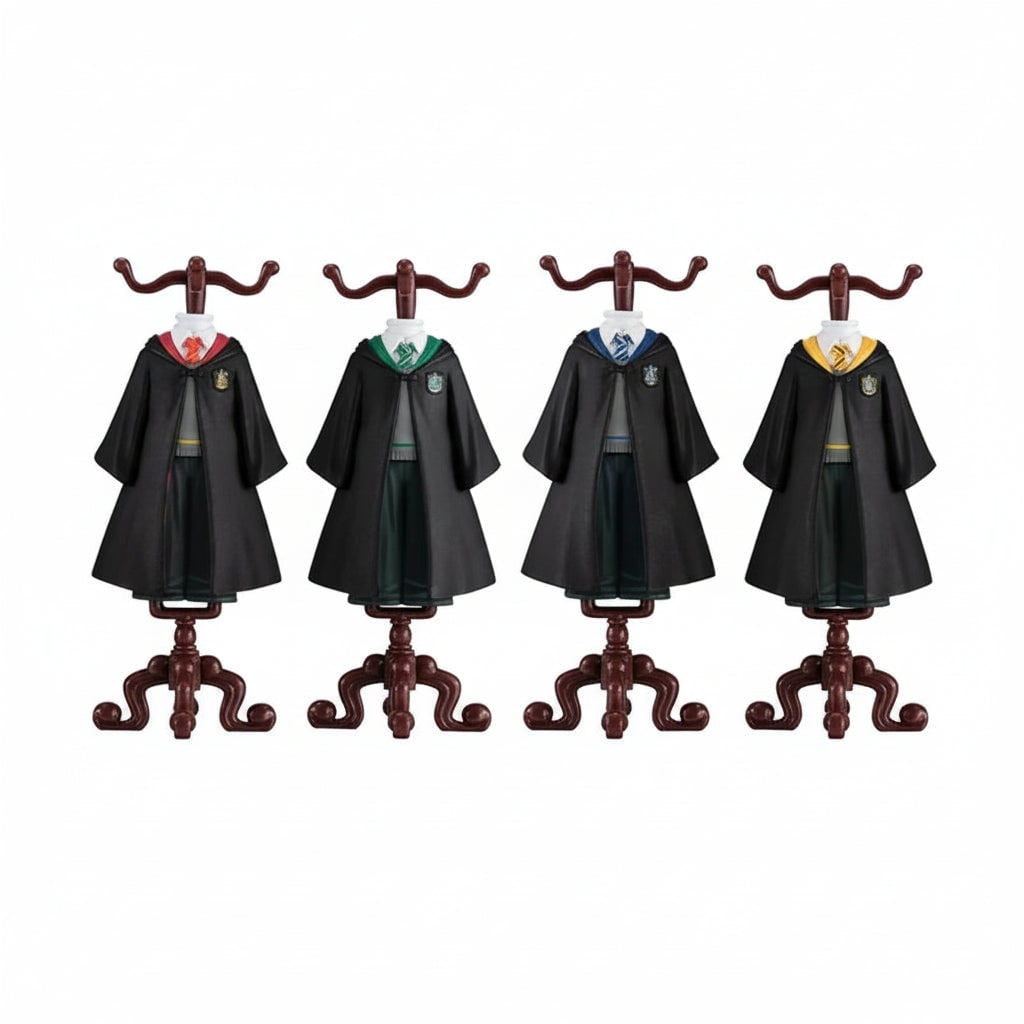 Wizard School Uniform Collectible Figurine with Hooded Robe and Display Stand