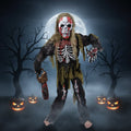 Halloween Costume and Skull Mask for Kids Zombie Skeleton Three-Piece Set with Tattered Gloves