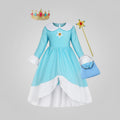 Princess Halloween Costumes Kids Dress with Crown and Magic Wand in Four Designs