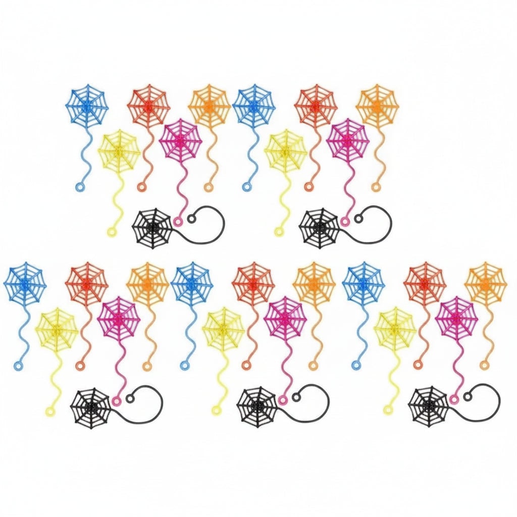 Sticky Stretchy Spiderweb Halloween Window Decorations Party Favors with Wavy Tails