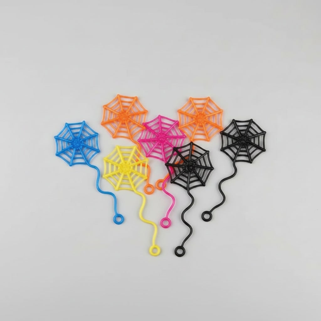 Sticky Stretchy Spiderweb Halloween Window Decorations Party Favors with Wavy Tails