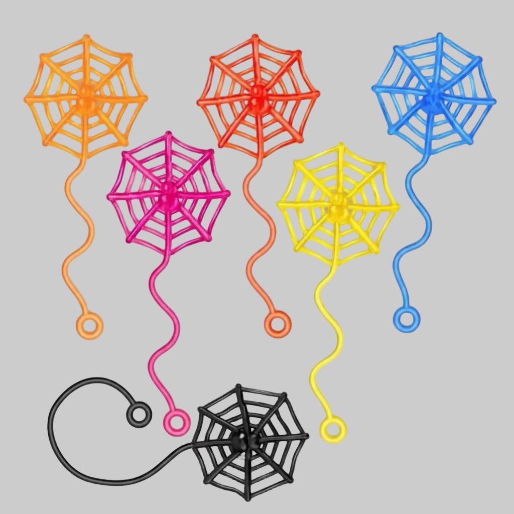 Sticky Stretchy Spiderweb Halloween Window Decorations Party Favors with Wavy Tails