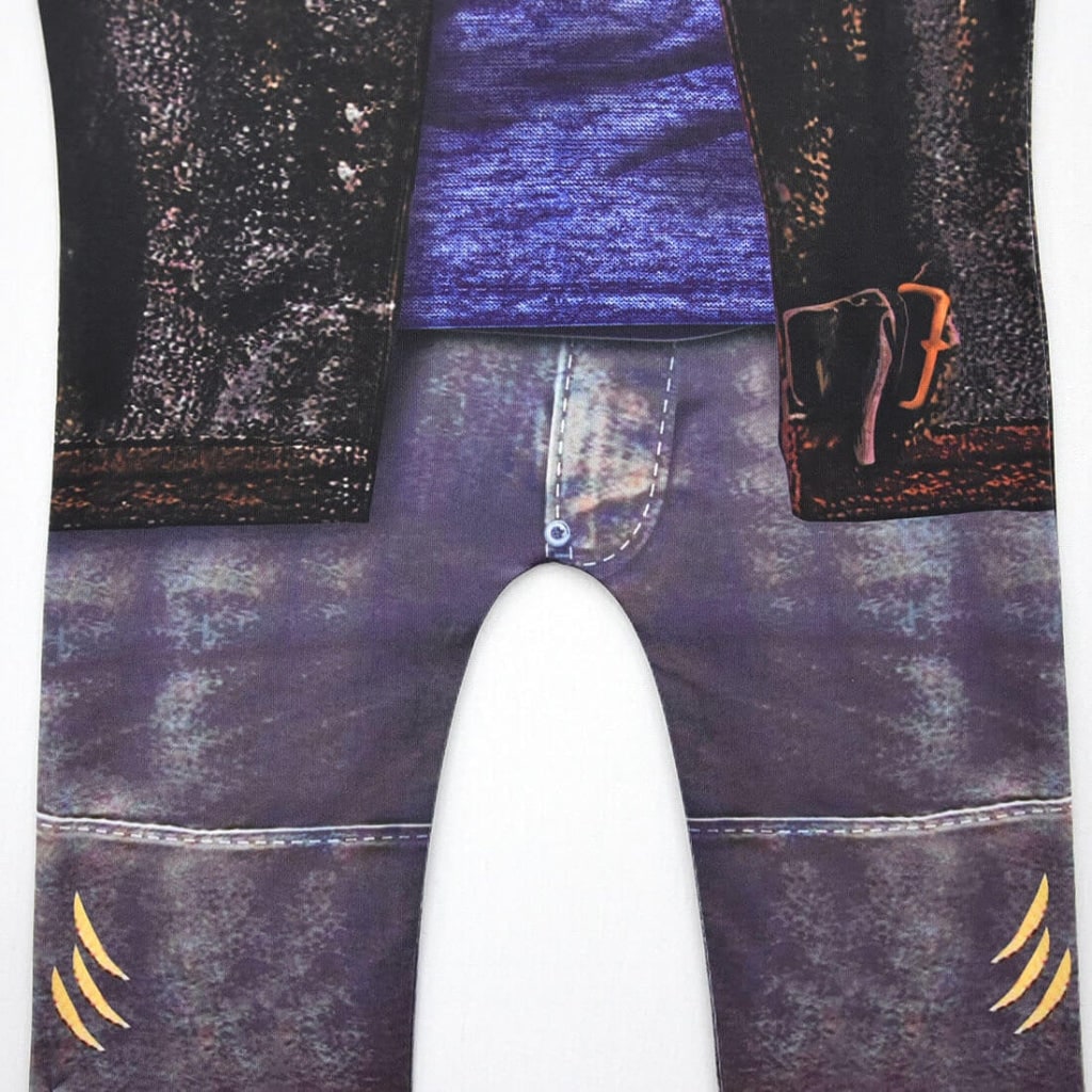 Kids Halloween Costumes Werewolf Full Body Zip Up Dress Up Outfit with Printed Tattoo Detail
