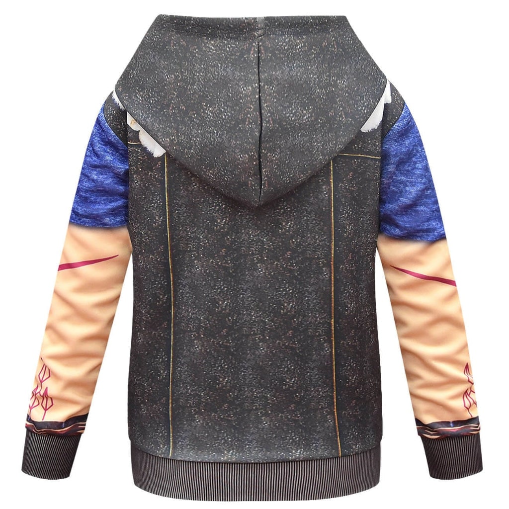 Kids Halloween Costumes Werewolf Full Body Zip Up Dress Up Outfit with Printed Tattoo Detail