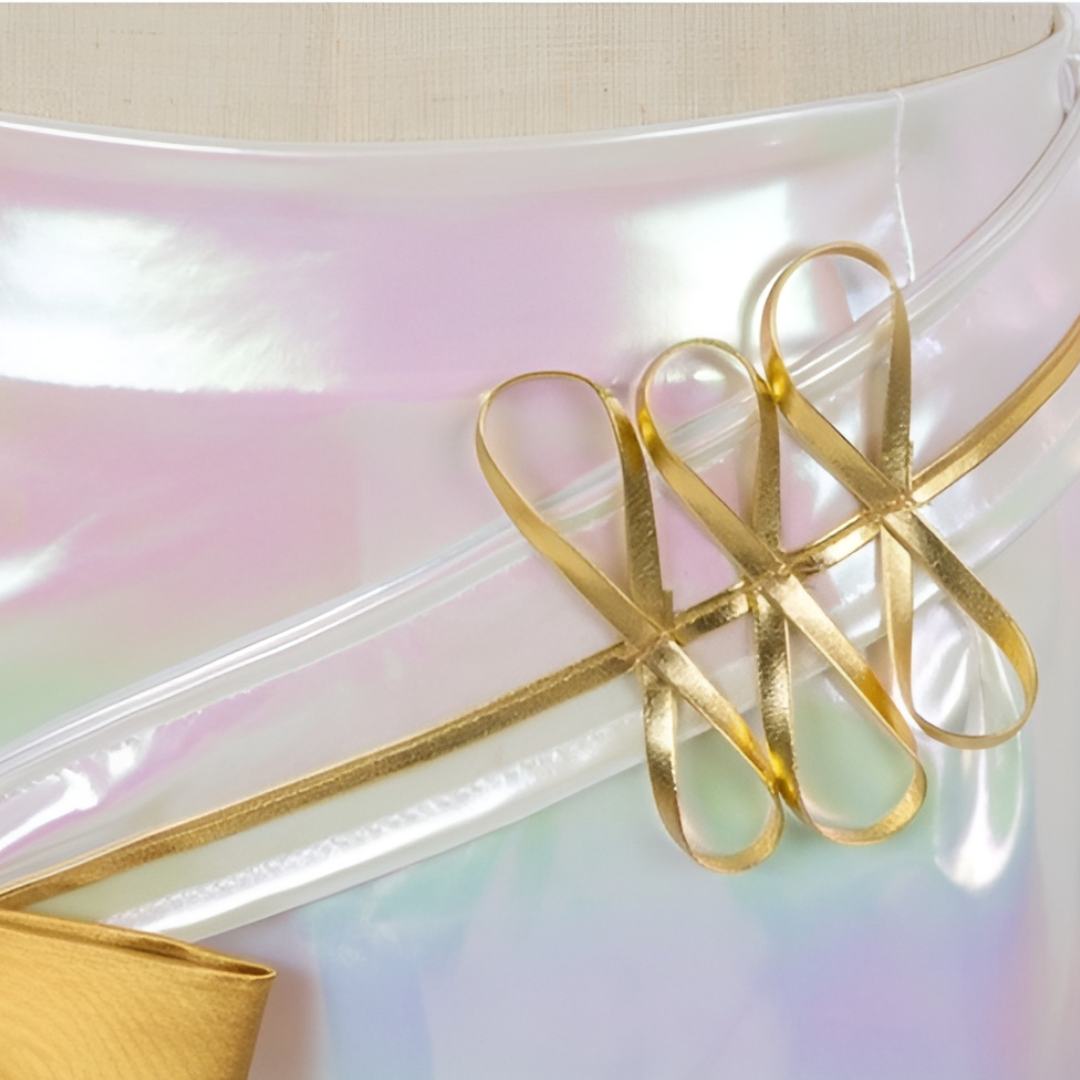 Maid Halloween Costume with Holographic Crop Top and Mini Skirt for Cosplay Stage Outfits