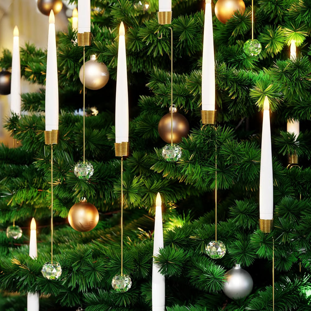 Christmas Lights Clip On LED Candles Set of 6 with Crystal Ornaments