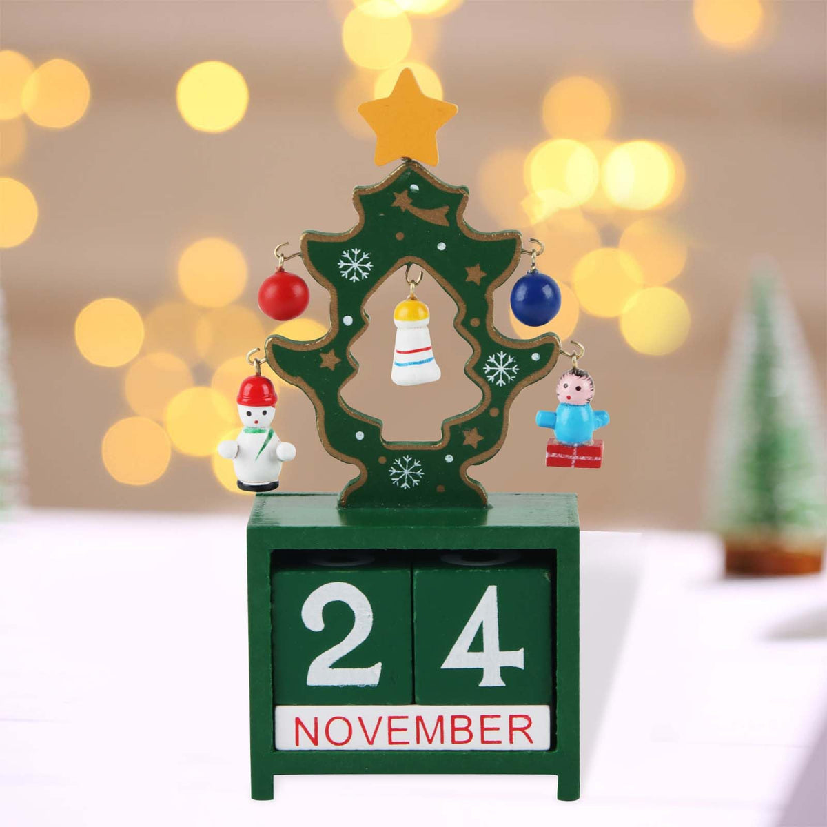 Advent Calendar Wooden Tabletop with a Date to Update