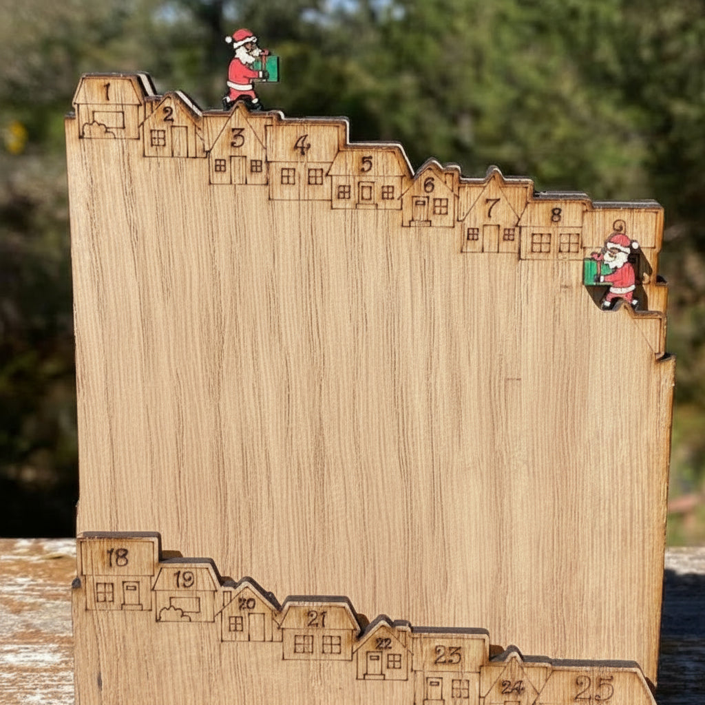 Advent Calendar Wooden House with 25 Numbered Drawers
