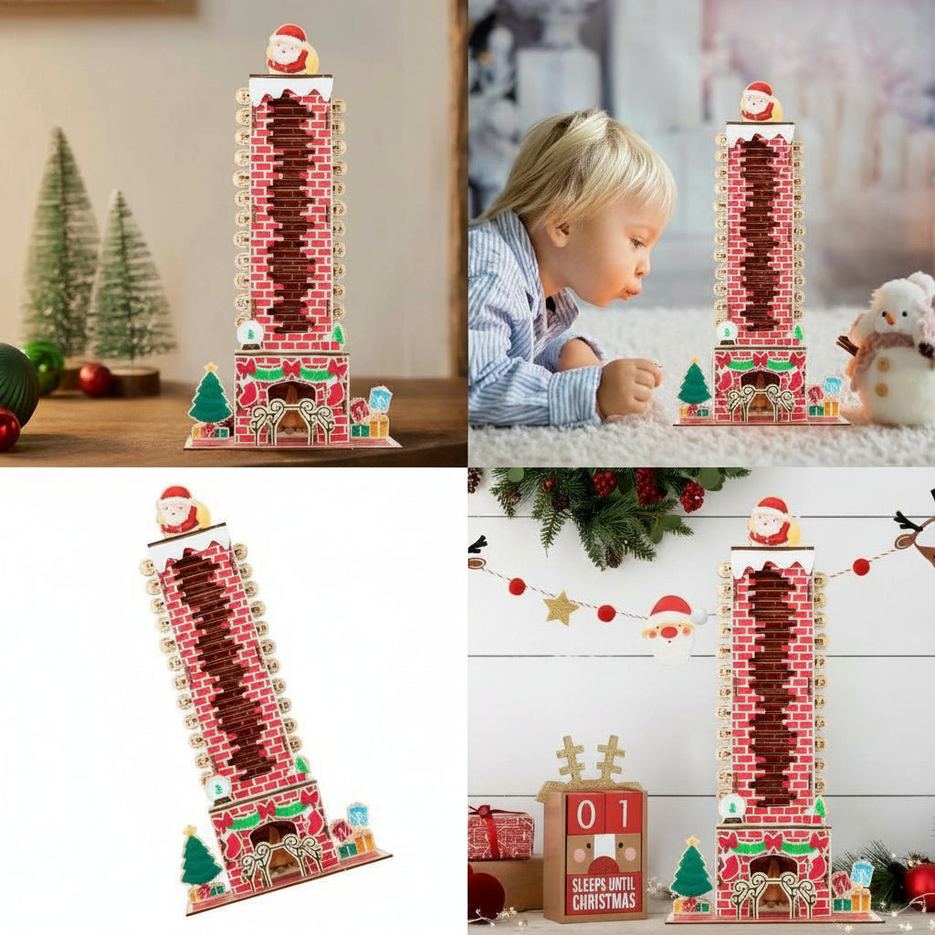 Advent Calendar Farmhouse Style in Rustic Wood for a Shelf