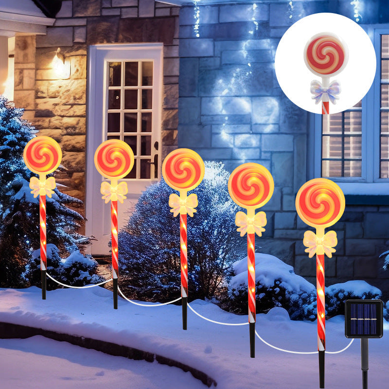Christmas Lights Solar Lollipop Garden Stakes Waterproof in Two Colours