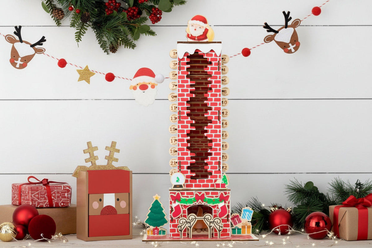 Advent Calendar Farmhouse Style in Rustic Wood for a Shelf