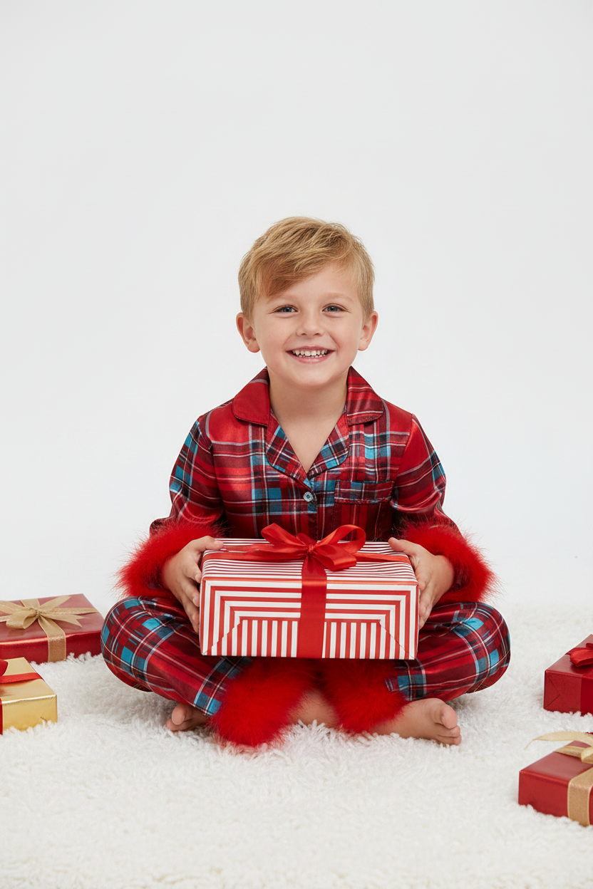 Christmas Pajamas Toddler Santa Snowflake Set with Soft Fur Trim