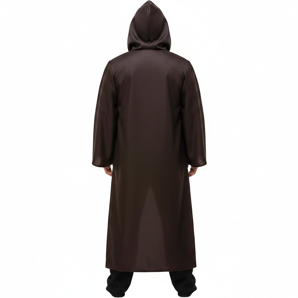 Hooded Robe Cosplay Costume Set with Layered Tunic Straight Leg Pants and Belt